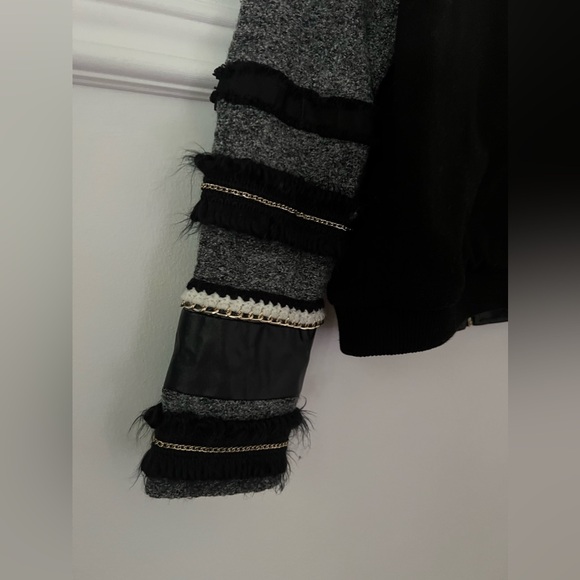 Endless Rose jacket M/L zipper pockets black gold grey coat Anthropologie M L - Picture 8 of 13